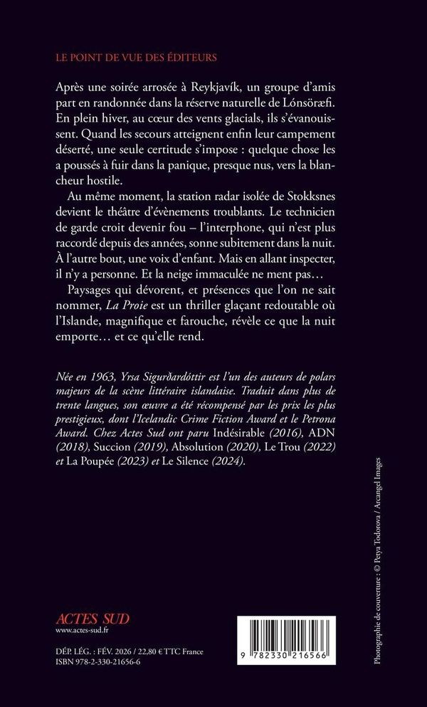 Quatrième de couverture de « La proie »