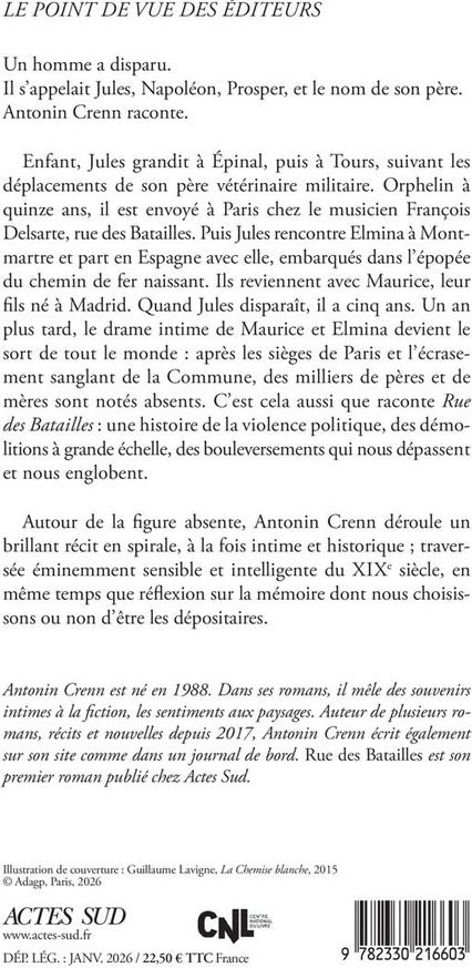 Quatrième de couverture de « Rue des Batailles : roman »