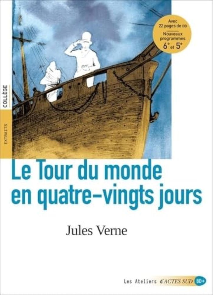 Couverture du livre « Le tour du monde en quatre-vingts jours » de Jules Verne, librairie Les Contes Infusés à Corte