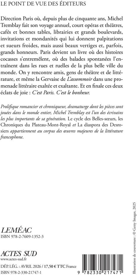 Quatrième de couverture de « Paris en vrac : souvenirs »