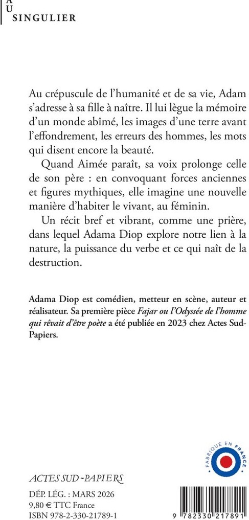 Quatrième de couverture de « L'apocalypse d'Adam et Aimée »