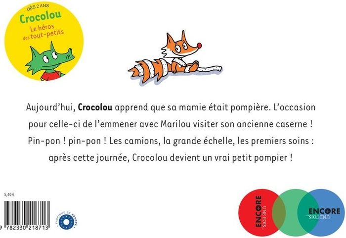 Quatrième de couverture de « Crocolou chez les pompiers »