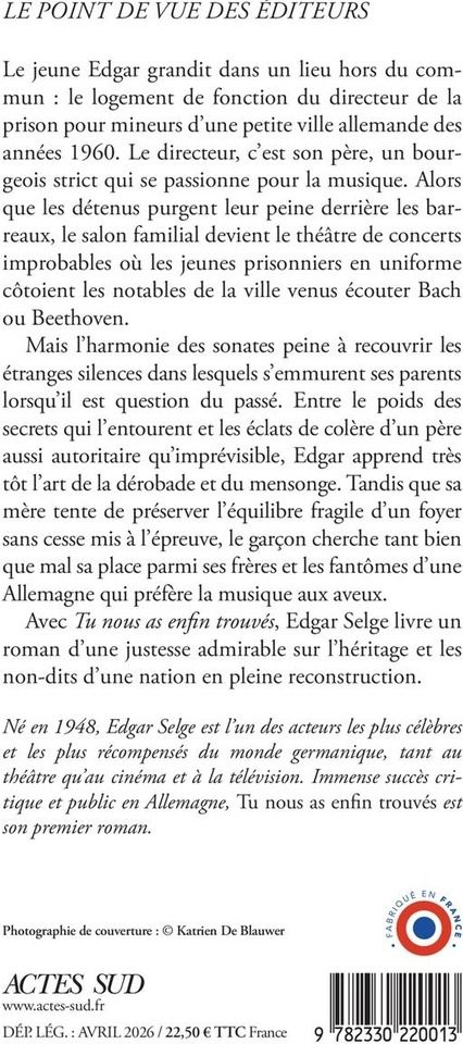 Quatrième de couverture de « TU NOUS AS ENFIN TROUVÉS »