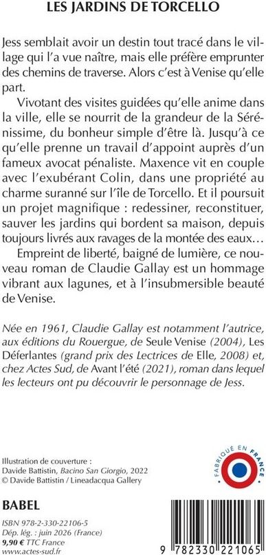 Quatrième de couverture de « LES JARDINS DE TORCELLO »