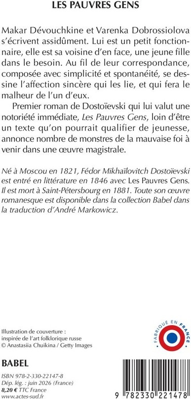 Quatrième de couverture de « LES PAUVRES GENS »