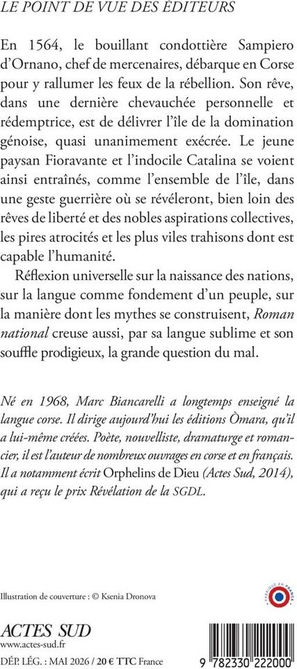 Quatrième de couverture de « ROMAN NATIONAL »