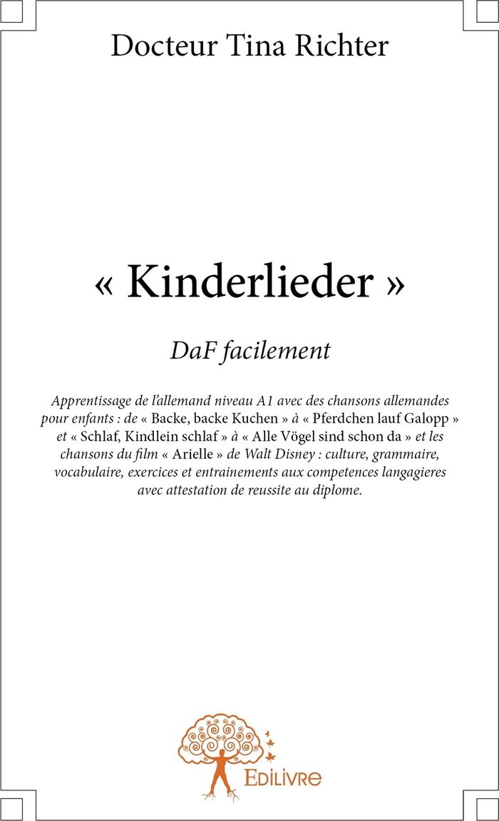 Couverture du livre « "KINDERLIEDER" - DAF FACILEMENT » de Richter Docteur Tina, librairie Les Contes Infusés à Corte