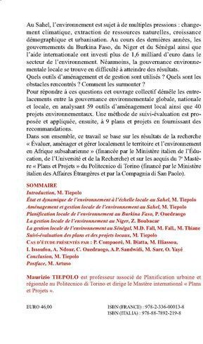 Quatrième de couverture de « EVALUER L'ENVIRONNEMENT AU SAHEL - PREMIERES REFLEXIONS SUR LA GOUVERNANCE LOCALE »