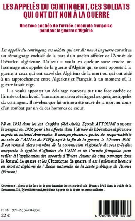 Quatrième de couverture de « LES APPELES DU CONTINGENT, CES SOLDATS QUI ONT DIT NON A LA GUERRE - UNE FACE CACHEE DE L'ARMEE COLO »