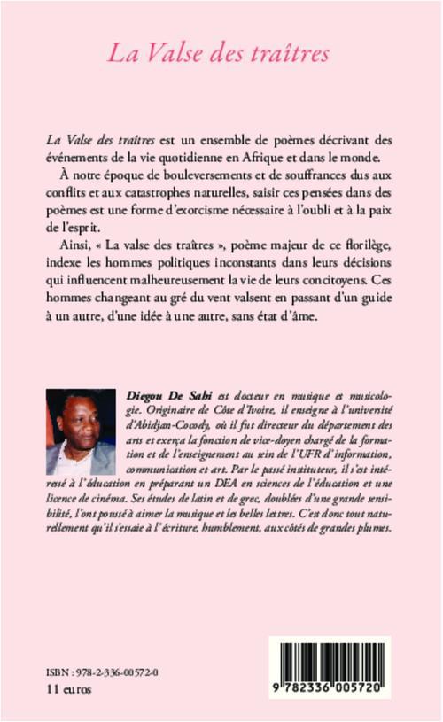 Quatrième de couverture de « LA VALSE DES TRAITRES - POEMES »