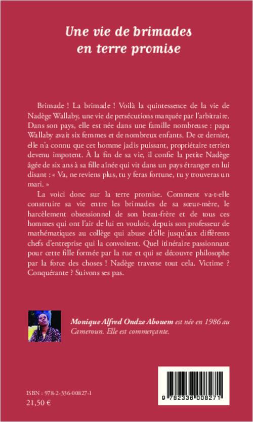 Quatrième de couverture de « UNE VIE DE BRIMADES EN TERRE PROMISE - ROMAN »