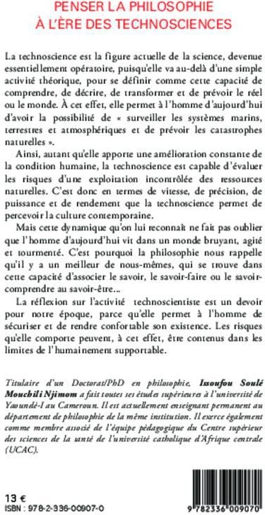 Quatrième de couverture de « PENSER LA PHILOSOPHIE A L'ERE DES TECHNOSCIENCES »