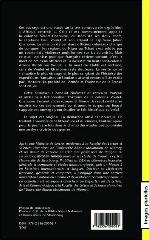 Quatrième de couverture de « L'EXPEDITION COLONIALE VOULET-CHANOINE DANS LES LIVRES ET A L'ECRAN »