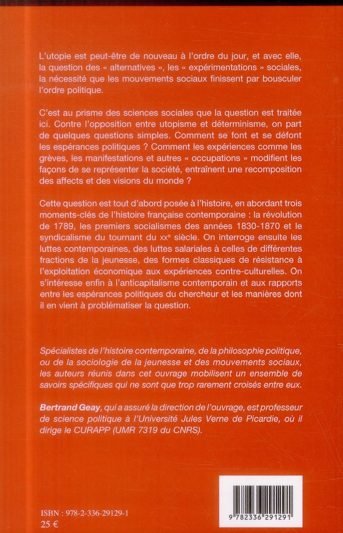 Quatrième de couverture de « LUTTES, ESPERANCES, UTOPIES »