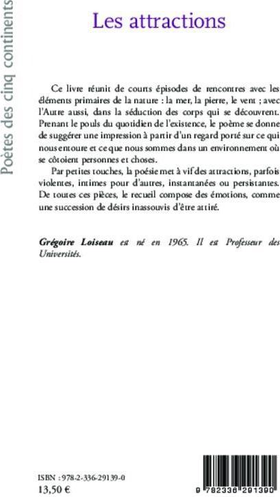 Quatrième de couverture de « LES ATTRACTIONS »