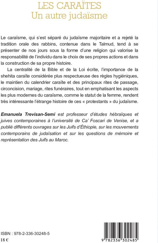 Quatrième de couverture de « LES CARAITES - UN AUTRE JUDAISME »