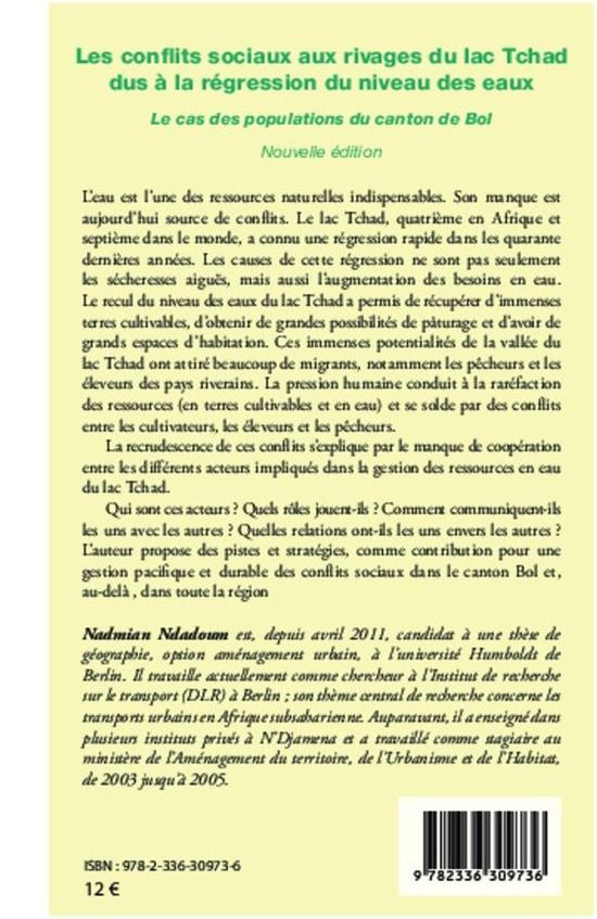 Quatrième de couverture de « LES CONFLITS SOCIAUX AUX RIVAGES DU LAC TCHAD DUS A LA REGRESSION DU NIVEAU DES EAUX - LE CAS DES PO »
