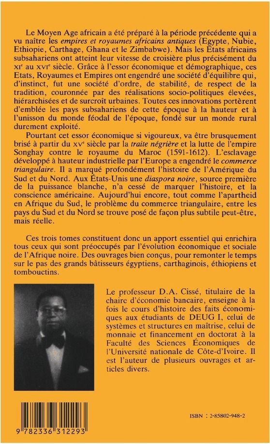 Quatrième de couverture de « HISTOIRE ECONOMIQUE DE L'AFRIQUE NOIRE - VOL03 - TOME 3 - LE MOYEN-AGE »