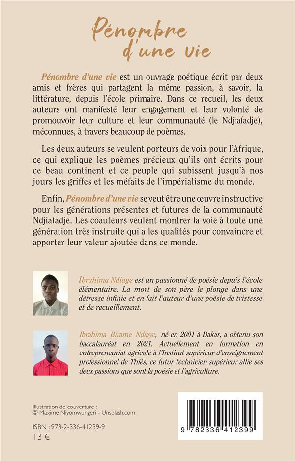 Quatrième de couverture de « PENOMBRE D UNE VIE »