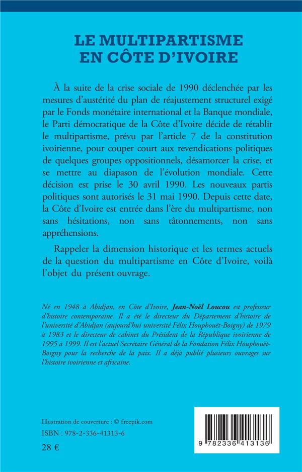 Quatrième de couverture de « LE MULTIPARTISME EN COTE D IVOIRE »