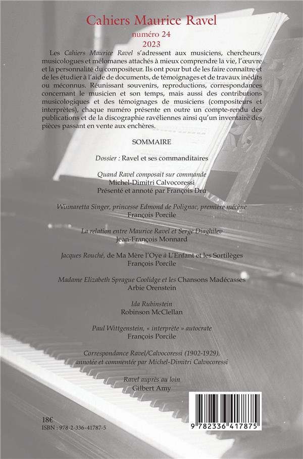 Quatrième de couverture de « CAHIERS MAURICE RAVEL - VOL24 »