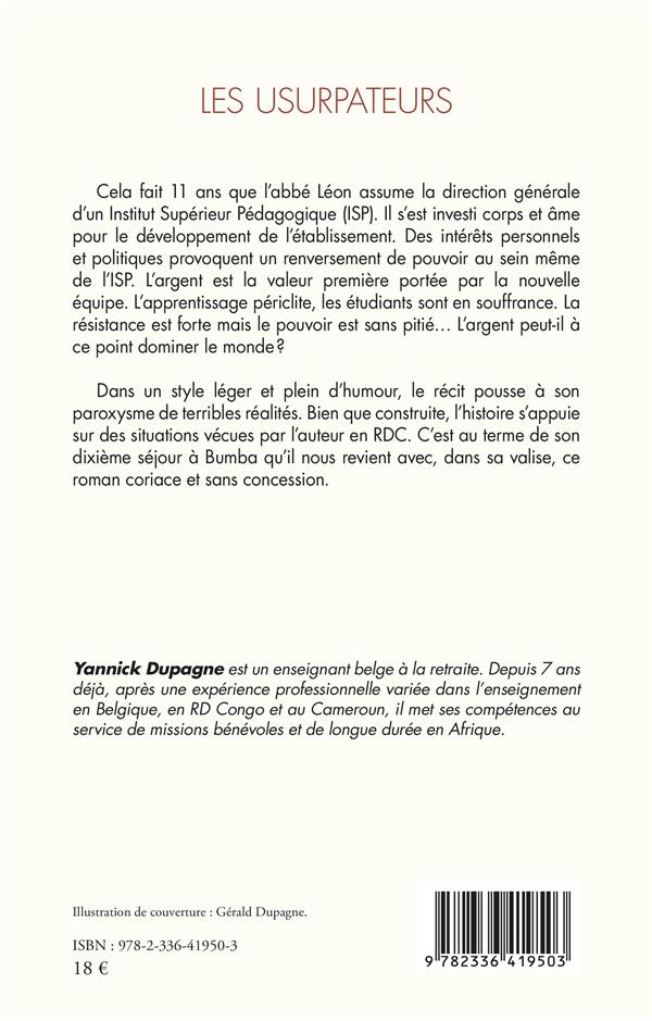 Quatrième de couverture de « LES USURPATEURS »