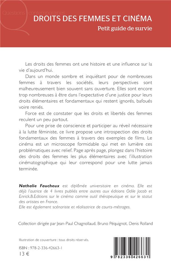 Quatrième de couverture de « DROITS DES FEMMES ET CINEMA - PETIT GUIDE DE SURVIE »