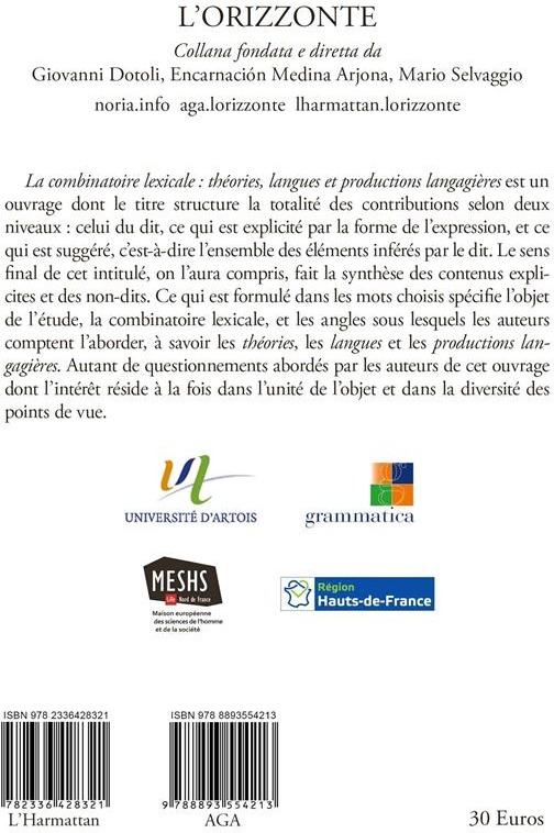 Quatrième de couverture de « LA COMBINATOIRE LEXICALE - THEORIES LANGUES ET PRODUCTIONS LANGAGIERES »