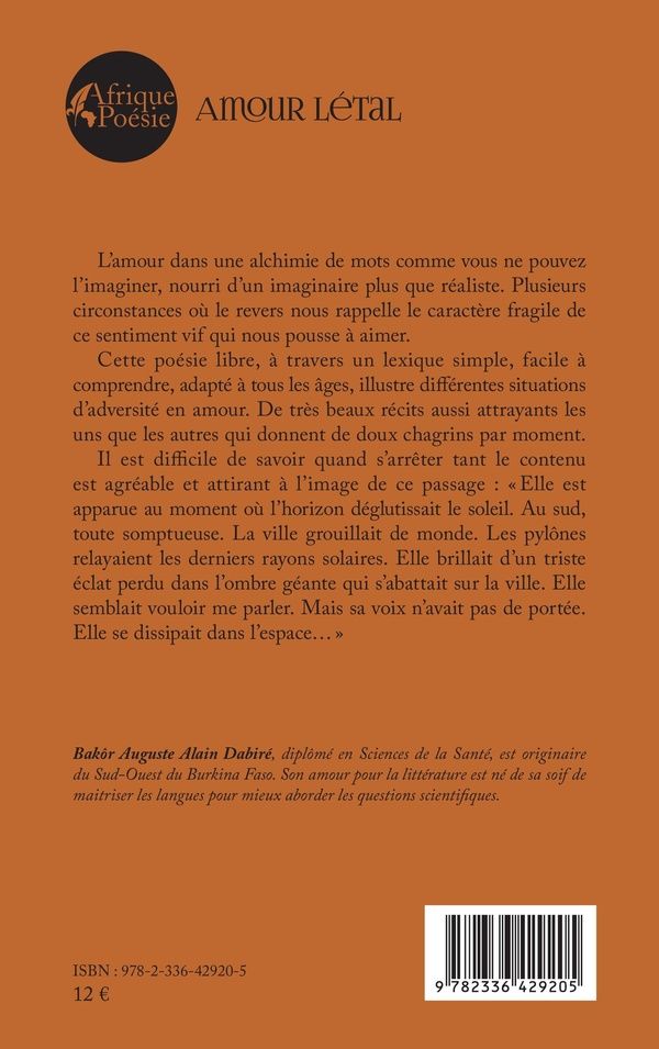 Quatrième de couverture de « AMOUR LETAL »