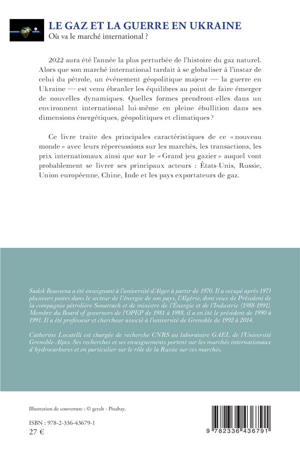 Quatrième de couverture de « Le gaz et la guerre en Ukraine : où va le marché international ? »