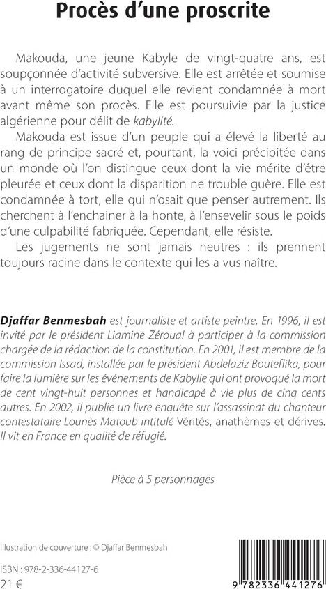 Quatrième de couverture de « Procès d'une proscrite »