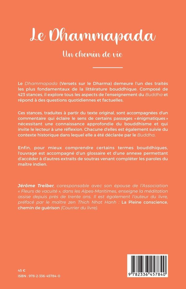 Quatrième de couverture de « Le Dhammapada : un chemin de vie »
