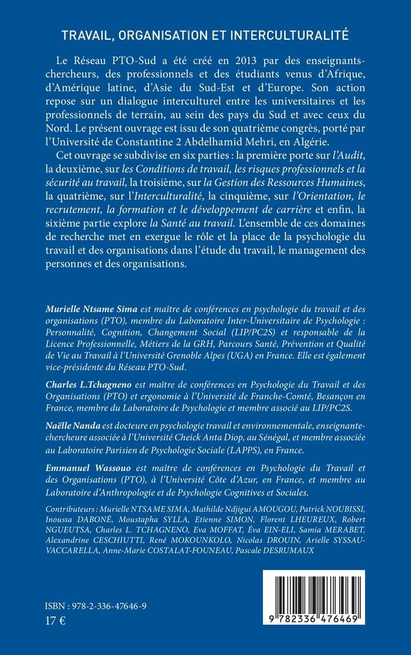 Quatrième de couverture de « TRAVAIL, ORGANISATION ET INTERCULTURALITE - QUELS ENJEUX POUR LE MANAGEMENT DANS LES PAYS DU SUD ? »