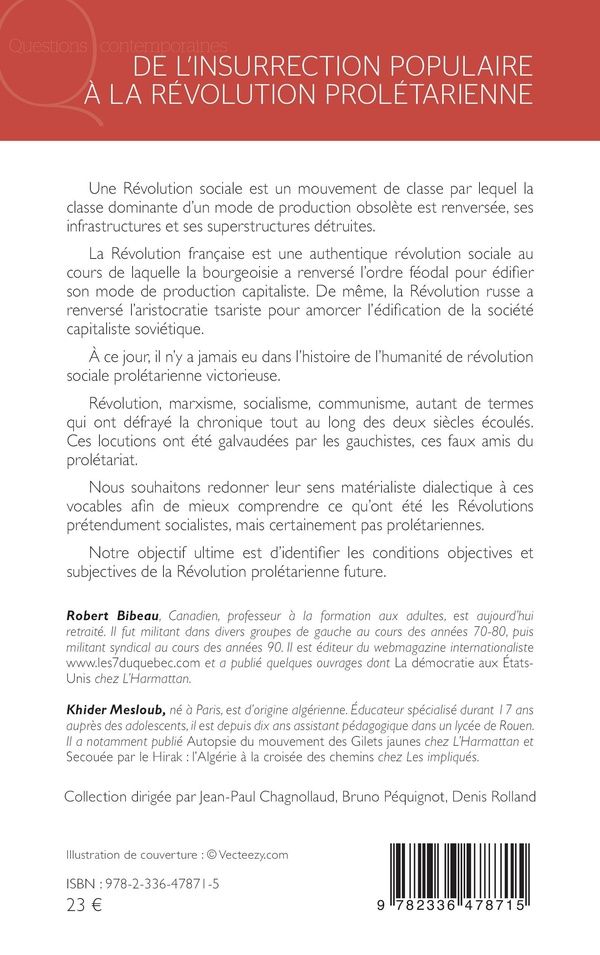 Quatrième de couverture de « DE LINSURRECTION POPULAIRE A LA REVOLUTION PROLETARIENNE »
