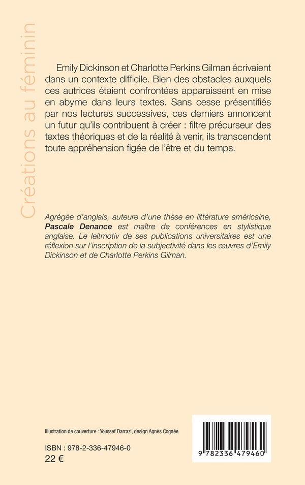 Quatrième de couverture de « Stratégies d'écriture et construction du sujet : de Jane Austen à Emily Dickinson et Charlotte Perkins Gilman »