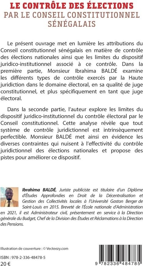 Quatrième de couverture de « Le contrôle des élections par le Conseil constitutionnel sénégalais »