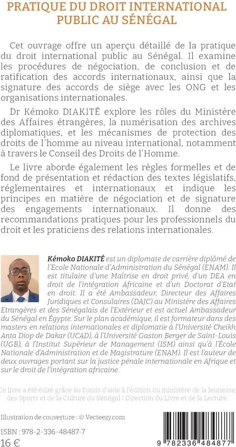 Quatrième de couverture de « PRATIQUE DU DROIT INTERNATIONAL PUBLIC AU SENEGAL »