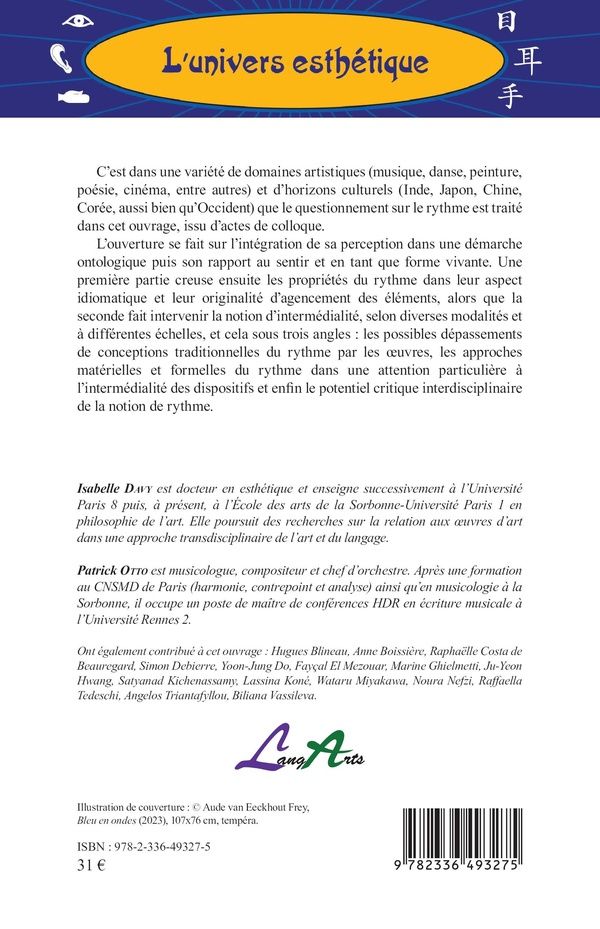 Quatrième de couverture de « La perception du rythme selon les arts et les cultures : [actes du colloque tenu à Paris, Institut national d'histoire de l'art, 28-30 juin 2023] »