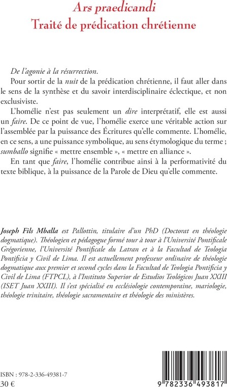 Quatrième de couverture de « Ars praedicandi : traité de prédication chrétienne »