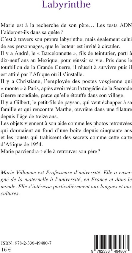 Quatrième de couverture de « LABYRINTHE »