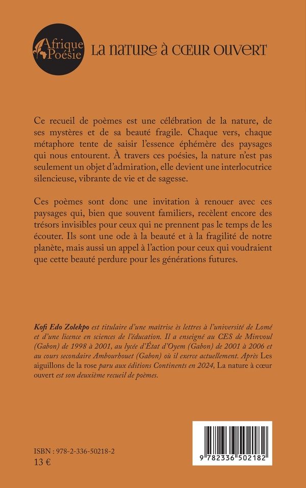 Quatrième de couverture de « LA NATURE A COEUR OUVERT »