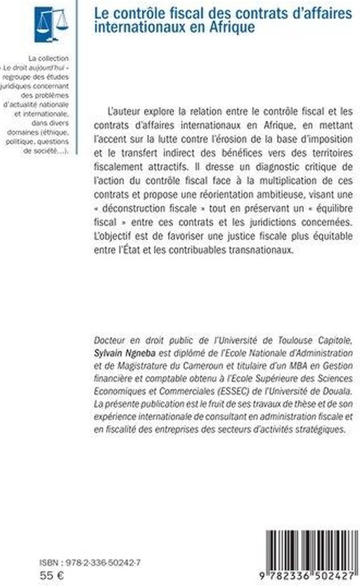 Quatrième de couverture de « Le contrôle fiscal des contrats d'affaires internationaux en Afrique »