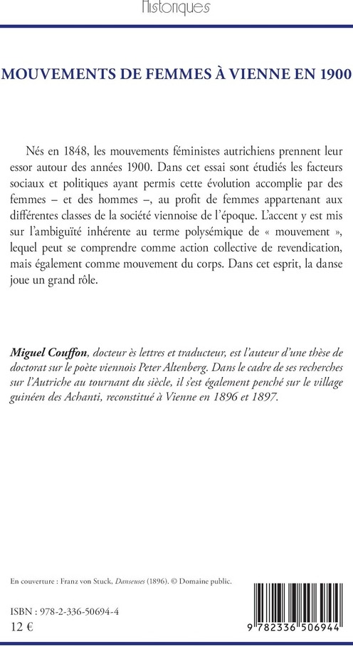 Quatrième de couverture de « Mouvements de femmes à Vienne à 1900 : une ambiguïté sémantique ? »