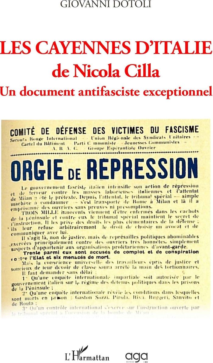 Couverture du livre « LES CAYENNES D'ITALIE DE NICOLA CILLA - UN DOCUMENT ANTIFASCISTE EXCEPTIONNEL » de Giovanni Dotoli, librairie Les Contes Infusés à Corte