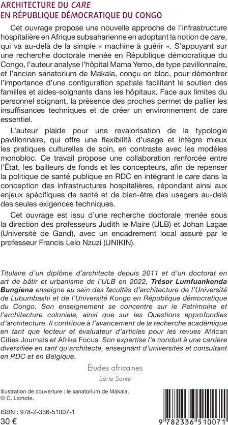 Quatrième de couverture de « Architecture du care en République démocratique du Congo : repenser l'infrastructure hospitalière »
