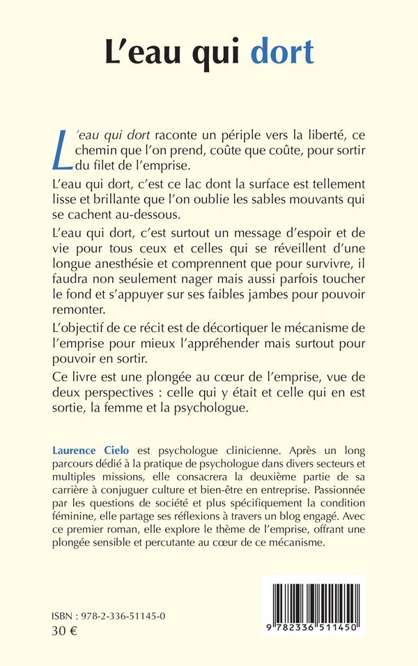 Quatrième de couverture de « L'eau qui dort : les mécanismes de l'emprise »