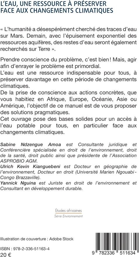 Quatrième de couverture de « L'eau, une ressource à préserver face aux changements climatiques »