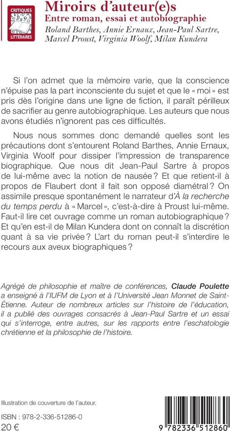 Quatrième de couverture de « Miroirs d'auteur(e)s : entre roman, essai et autobiographie »