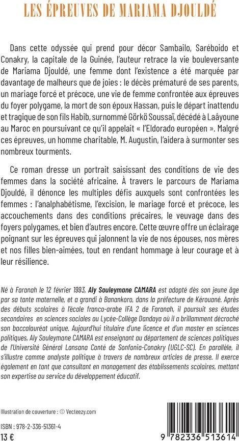 Quatrième de couverture de « Les épreuves de Mariama Djouldé : une vie entre souffrance et désespoir en Afrique »
