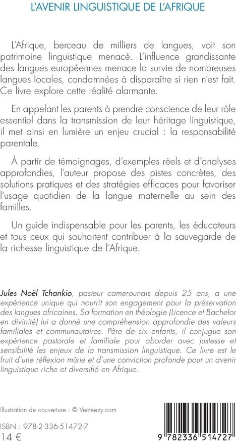 Quatrième de couverture de « L'avenir linguistique de l'Afrique : le rôle crucial de la responsabilité parentale »